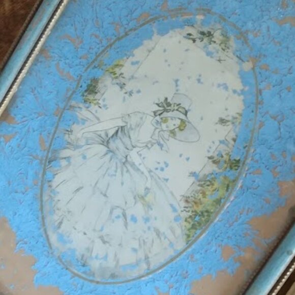 Vintage/Antique Gold and Blue Jewelry Box (needs TLC) - Picture 3 of 13